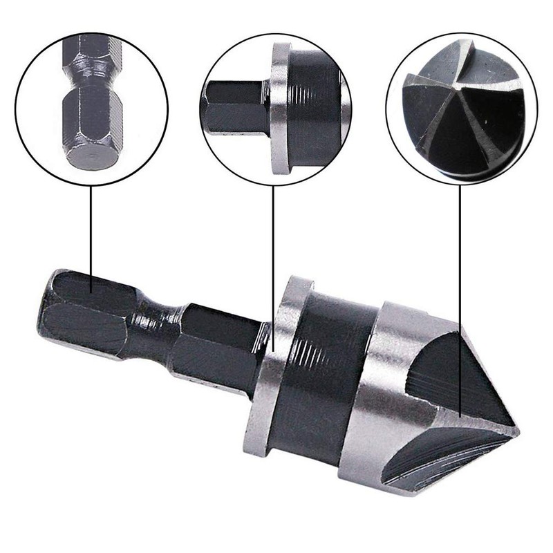 Leful 3 pcs 1/4 Inch Hex Shank, Countersink Drill Bit