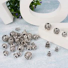 20 Sets T-Drilled Beads for Prayer Bracelet, 3-Hole Guru Beads Mala Beads Tibetan Style Alloy Beads Buddhist Beads for Mala Prayer Bracelet Necklace Rosary Jewelry Making