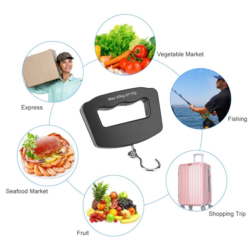 50kg/10g Mini LCD Digital Hanging Luggage Scales Fishing Hunting Weight