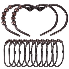 Shower Curtain Rings and Hooks 12 Pcs Stainless Steel Curtain Rings Sliding Hanging Rings Suitable for Curtains and Shower Curtains Bronze Color