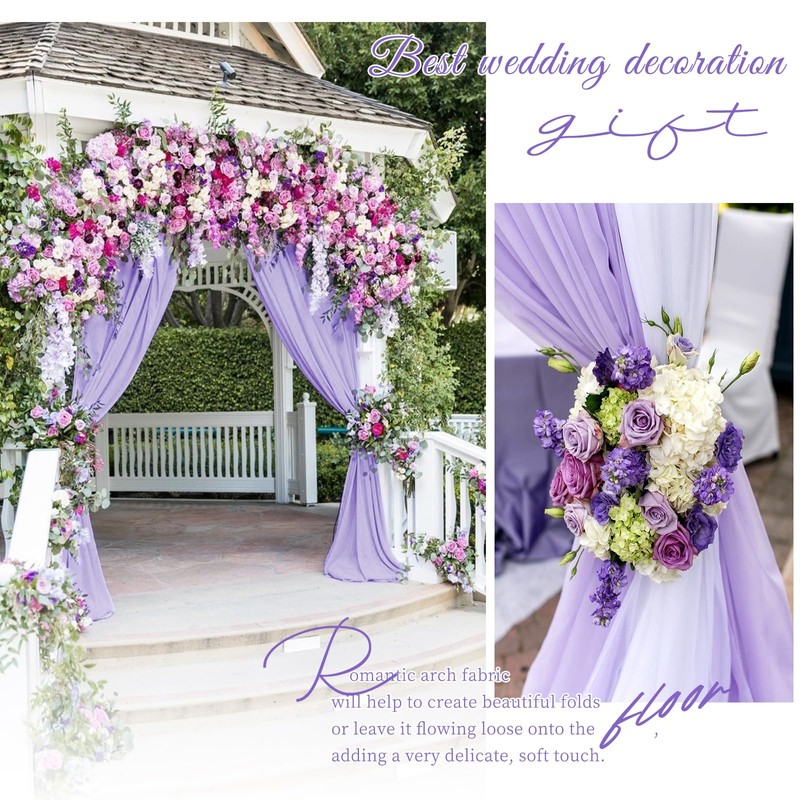 Wedding Arch Draping Fabric,8 Panels 28" x20ft Lavender Purple Wedding