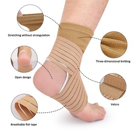 1 Pair Ankle Support Brace,Adjustable Ankle Compression Sleeve with Stabilizer Wraps,Ankle Bandages Protectors for Sports,Sprained Ankle,Plantar Fasciitis,Achilles Tendonitis,Joint Pain