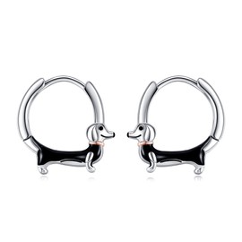Dachshund Earrings S925 Sterling Silver Dachshund Hoop Earrings Cute Dog Earrings Dachshund Jewellery for Women
