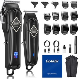 GLAKER Hair Clipper & Trimmer Kit - Cordless, LED Display, Long Battery Life, Adjustable Steel Blades, Spectacular Comfort - K11:_Gold-G