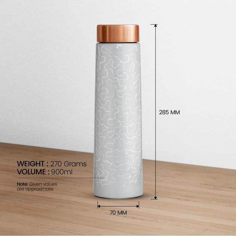 LIQUIDROIX 100% COPPER BOTTLE 34oz – Evokes the wave-like designs