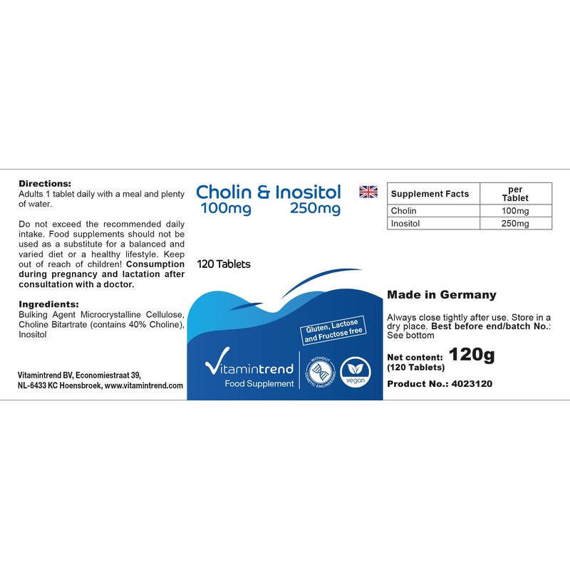 Cholin & Inositol - mit 100mg Cholin und 250mg Inositol
