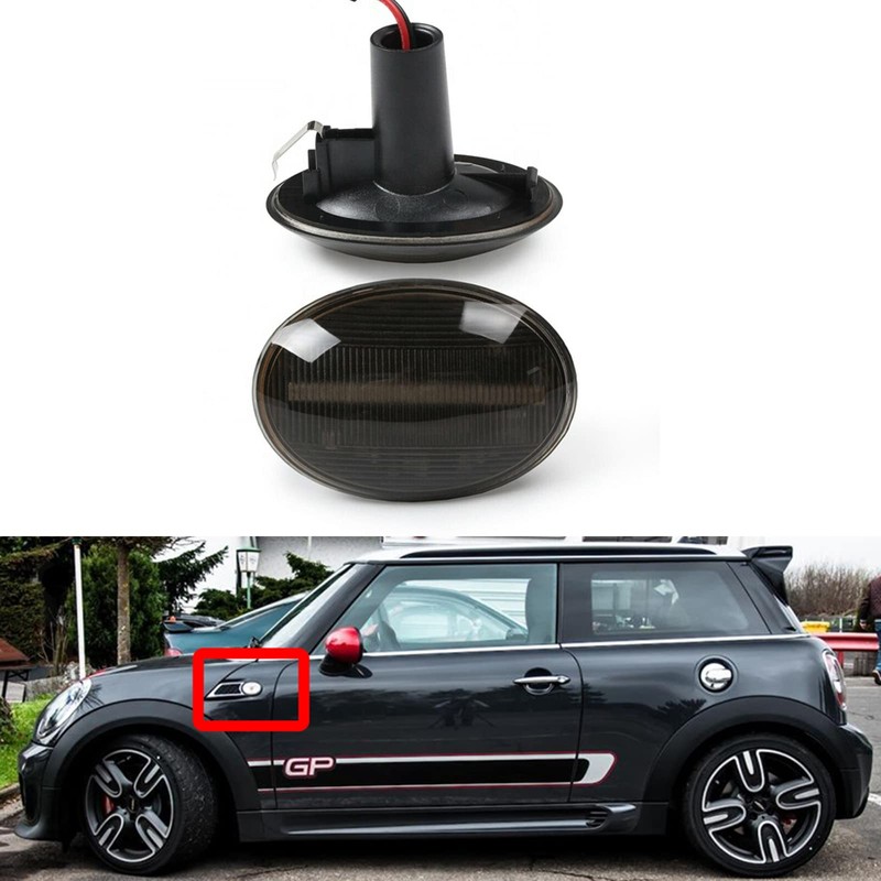 znakeauto 2X Dynamic Smoked Lens Amber Led Fender Side Marker