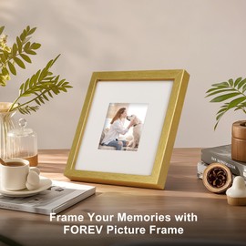 TOFOREVO Picture Frames 8x8 Set of 2 Distressed Gold Wood Grain Photo Frame for Gallery Wall Mounting or Tabletop Display