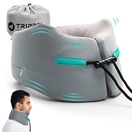 Joscoal Nackenkissen Für Reisen Unterwegs, Bequemes Flugzeug-Reisekissen Auto-Kopfstütze Flugzeug Kinnstütz Nackenhörnchen Memory Foam Flugzeugkissen für Reise Büro Autos und Gaming.(Größe M, GRAU)