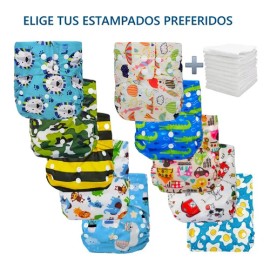 10 Pañales Ecológicos De Tela  12 Insertos Elige Diseños                                                                                              