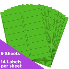 JAM PAPER Shipping Address Labels - Rectangular - 1 1/3 x 4 - Neon Green - 126/Pack