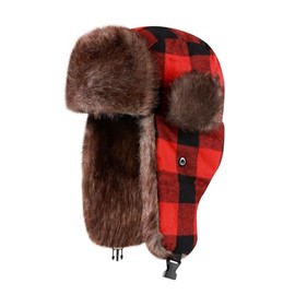 ASWER Warm Trapper Russian Trooper Hat Winter Skiing Cap Men Women Windproof Red