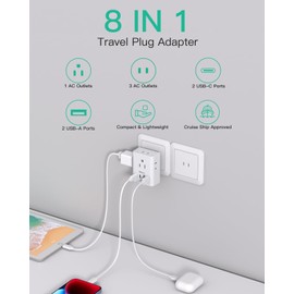 2 Pack US to Japan Plug Adapter, Japan Power Travel Adapter with 4 Outlets 4 USB Ports(2 USB C), Type A Travel Power Converter Plug Adaptor for USA to Japanese China Canada Mexico Philippines Peru