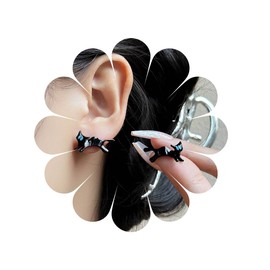 Inilbran Boho Black Cat Earrings Vintage Cute Cat Stud Earrings Black Animal Cat Earrings Enamel Cartoon Cat Earrings Jewellery for Women and Girls, Zinc