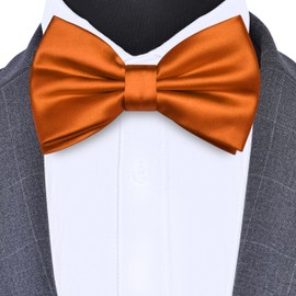 Branduce Rust Bow Tie for Men Pre-tied Adjustable Silk Blend Bowties for Wedding Party (BB05-18)