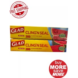 Glad 2 Pack Glad Cling & Seal Clear Food Wrap 300 Square Ft. Roll 100YD X 12Inch