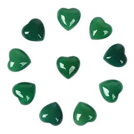 Green Agate Gemstone Healing Crystal 0.8 Inch Mini Puffy Heart Pocket Stone Iron Gift Box (Pack of 10)