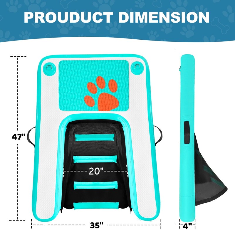 TONKOUM Inflatable Dog Water Ramp Floating Dock - 200LBS Capacity