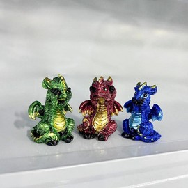 Cute Dragon Design Resin Ornament for Room Decor, 3 Counts Mini Dragon Statue, Creative Cute Cartoon Dragon Ornaments, Shiny Mini Baby Dragon Statue, Resin Home Decor, Boyfriend Gifts - Color: 3-Color, Size: 3counts/set