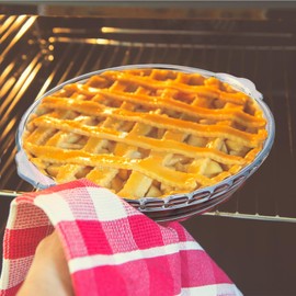 ATRDTO 4 Pack Glass Pie Baking Dishes for Baking Round Baking Dishes with Handles for Baking and Serving (7inch)