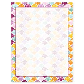 Colorful Border Stationery - 8.5 x 11-60 Letterhead Sheets - Border Paper Letterhead (Color Fan)