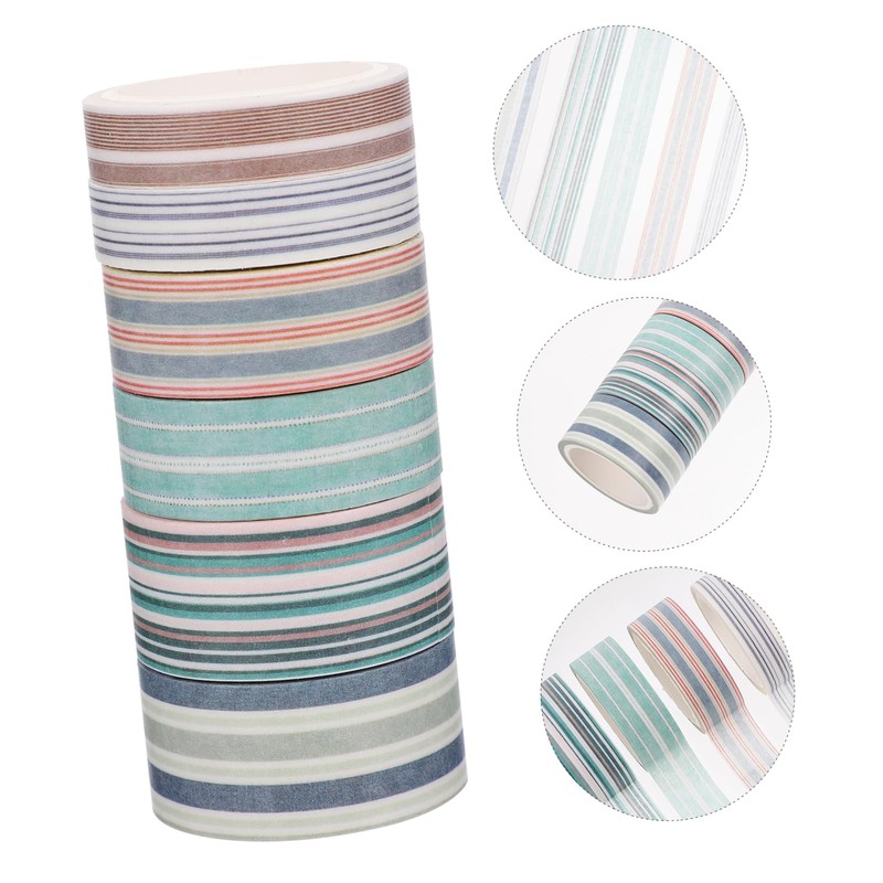 Tofficu Fashionable Paper Tape Set 6 Rolls Washi Masking Tape