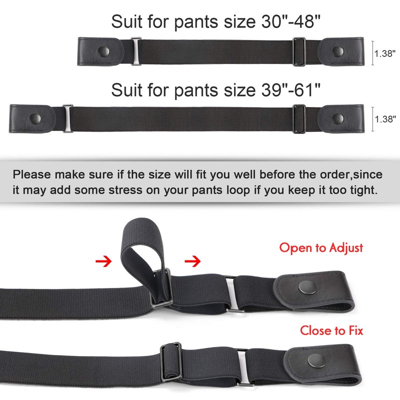 No Buckle No Show Belt for Men Buckle Free Stretch