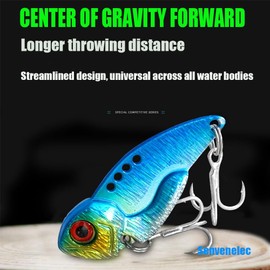 Senvenelec 6pcs (12g) Fishing Lures Hard ViB Set with Crank Metal Bait ViB Fishing Lure 3D Eye Fishing Lure Double Hook Design