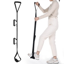 Multi-Loop Leg Lifter Strap 42in Adjustable Leg Lifter Rigid Hand Strap Padded Foot Loop with 3 Hand Grip Aid Device for Recovering from Hip Knee Replacement Getting in Out of Bed Couch Car Wheelchair