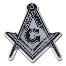 MASONIC MASON FREE MASONRY CHROME CAR ADHESIVE AUTO EMBLEM WITH DETAIL