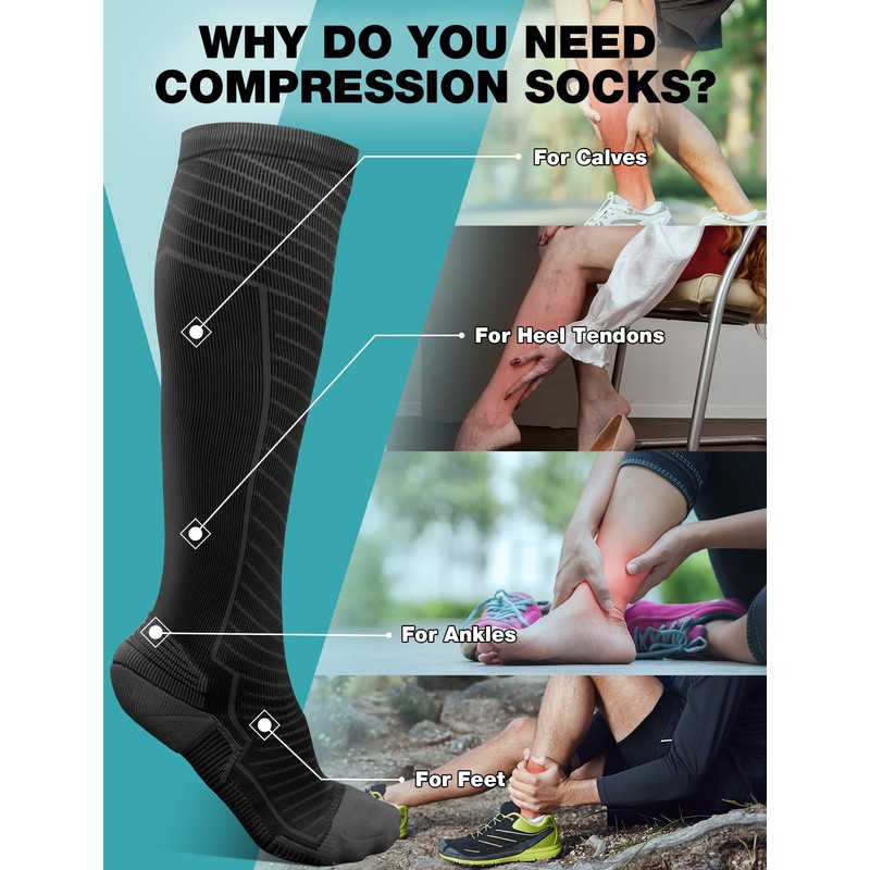 SONORAN 2 Pairs Compression Socks Women & Men 20-30 mmHg