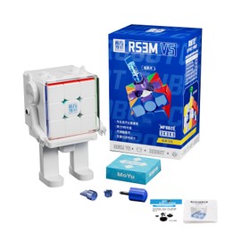 Moyu RS3M V5 Speed Magic Cube 3 x 3 x 3, Stickerless Magnetic 3 x 3 Cube Smooth Easy to Turn, for Competition Training and Birthday Gifts (Robot Shape Display Box MagLev + Matte Version)
