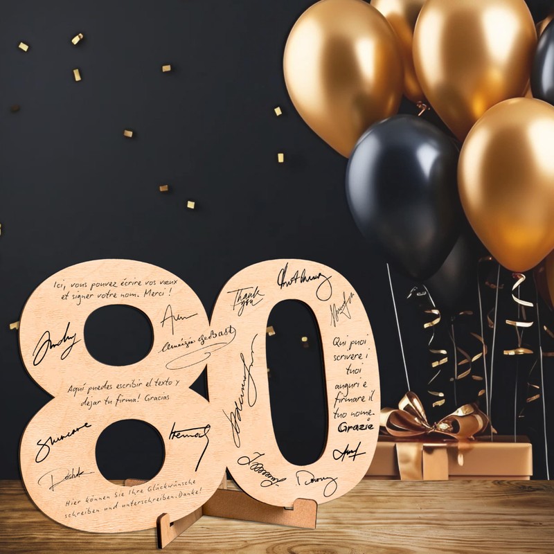 CUBIBOO ART Wooden Numbers 80 Years with Stand - Gifts