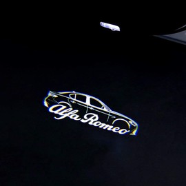 2PCS Door Lights Logo Projector Ultra-Bright Welcome Step Light Puddle Lights Compatible with Alfa Romeo Stelvio Mito Giulietta Giulia Tonale (for alfa 02)