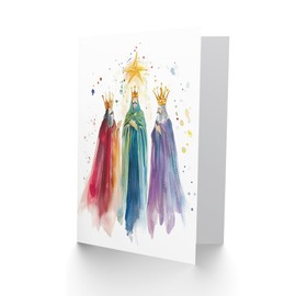 Artery8 Three Wise Men Kings Bethlehem Star Blank For Him Or Her Art Xmas Festive Christmas Card