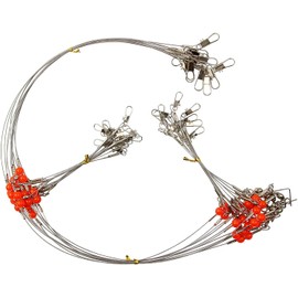 Fishing Wire Leader Rig Stainless Steel Fishing Leader Rigs Tackle Fishing Swivel Snaps Beads 12pcs High-Strength Saltwater Fishing Wire Leader Tackle Leader Rigging 1 Arm / 2 Arms