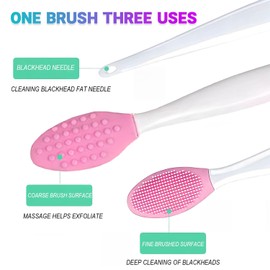 6Pcs Silicone Face Brush Set,1Pcs Silicone Face Applicator Brush,5Pcs Exfoliating Lip Brush,Blackhead Face Exfoliator Skin Care Tool for Women Men