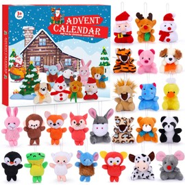 Advent Calendar 2024 for Kids 24 Days Christmas Countdown Calendar with Mini Animal Plush Toys Stuffed Animals Christmas Tree Decorations Stocking Stuffers Christmas Party Favor Gifts for Girls Boys