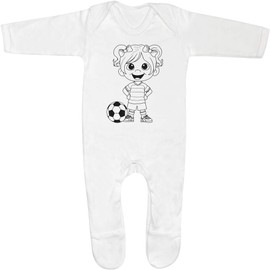 Azeeda 6-12 Month 'Football Player Girl' Baby Romper Jumpsuit/Sleep Suit (SS00097265)