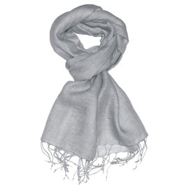 LORENZO CANA Luxury Men's Scarf Linen Scarf 100% Linen Grey 52 cm x 180 cm Cloth Natural Fibre 9320811, gray