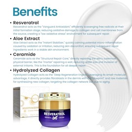 Resveratrol Wrinkle Cream, Skin Barrier Repair Face Moisturizer, Instant Soothing & Repairs Stratum Corneum Barrier, Enhances Moisture Retention, Redu