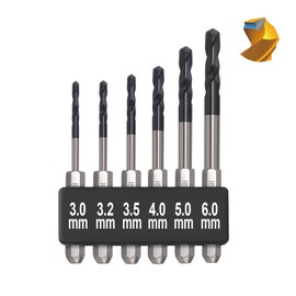 Unbeatable Set of 6 M35 Hexagonal Shaft Cobalt Drill Bits, C-Type Opening Tip, Tip Extraction, Drill for Steel Steel, 0.12, 0.14, 0.24, 0, 0.24 inch (3.0, 3.2, 3.5, 4.0, 5.0, 6.0 mm) Drill Set