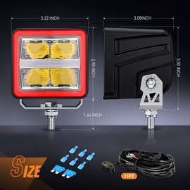 Nilight 3 Inch Cube LED Pod Light Bar with DRL 20W 2200LM 10° Super Spot Light 16AWG Wiring Harness Kit Offroad LED Driving Work Lights for Jeep Truck UTV 4x4 ATV Motorcycle, 5 Years Warranty