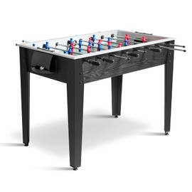 RELAX4LIFE 48'' Foosball Table, Wooden Soccer Game Table with 2 Footballs, Score Devices, Recreational Foosball Games for Kids & Adults, Arcade Table for Pub, Bars, Parties Family Night Game (Black)