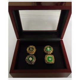 Oakland Athletics - World Series 4 Ring Set With Wooden Display Box