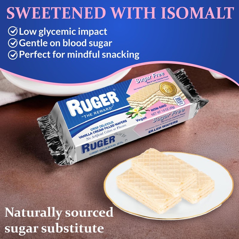 RUGER Sugar-Free Vanilla Wafers 1.6 Ounce (Pack of 12) -