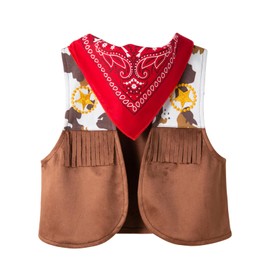 LXKIKMM Western Cowboy Style Costume Kids Vest & Bandana Set 7-8 Years