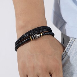 To My Son/Grandson Bracelets from Mom/Grandma Braided Leather Bracelet for Men Bracelet Stocking Stuffer for Men Christmas Gift for Son Nephew Grandson