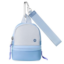 Babysun Mini Backpack Keychain Wristlet Pouch Small Change Coin Purse Cute Zipper Wallet With 3 RFID Card Slots For Women/Men Airpods Cosmetics, Grey Blue, Mini Backpack Keychain Wristlet Wallets