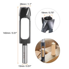 sourcing map Wood Tenon Dowel Plug Cutter 19mm Metric Tenon Dowel Cutting Tools Drill Bit High Speed Steel Wood Plug Dowel Cutter with Round Shank for Woodworking Furniture Making